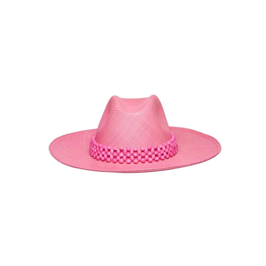 artesano Wasi - Wide Brim Tagua Bead Panama Hat | Artesano Candy Pink Best