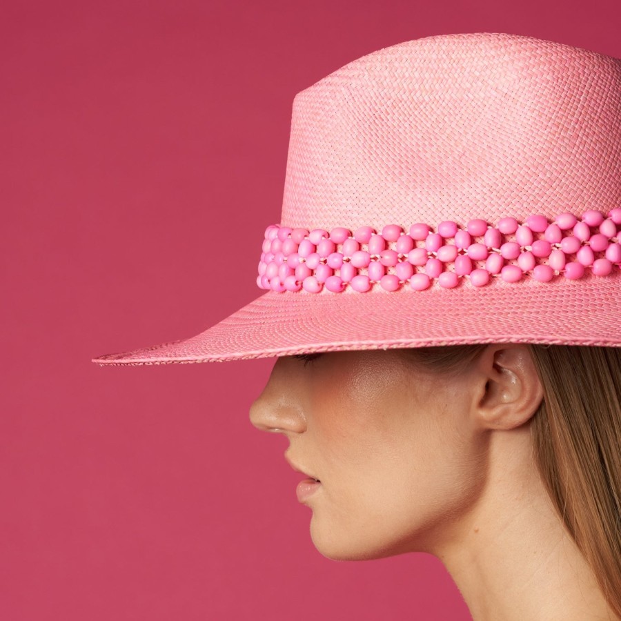 artesano Wasi - Wide Brim Tagua Bead Panama Hat | Artesano Candy Pink Best