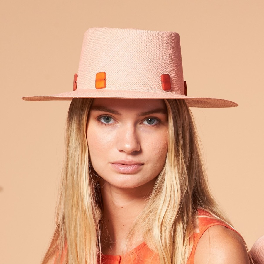 artesano Tempe - Pink Tagua Beads Straw Panama Hat | Artesano Light Pink Best