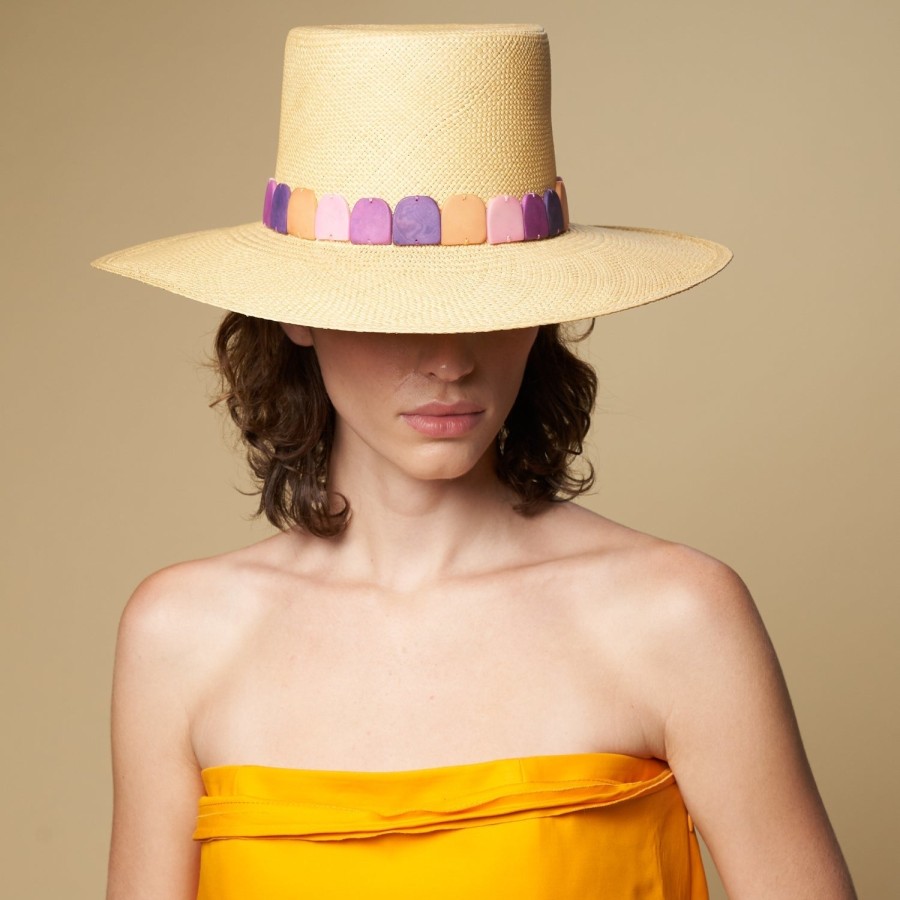 artesano Shiba - High Crown Straw Hat Tagua Beads | Artesano Wheat Wholesale