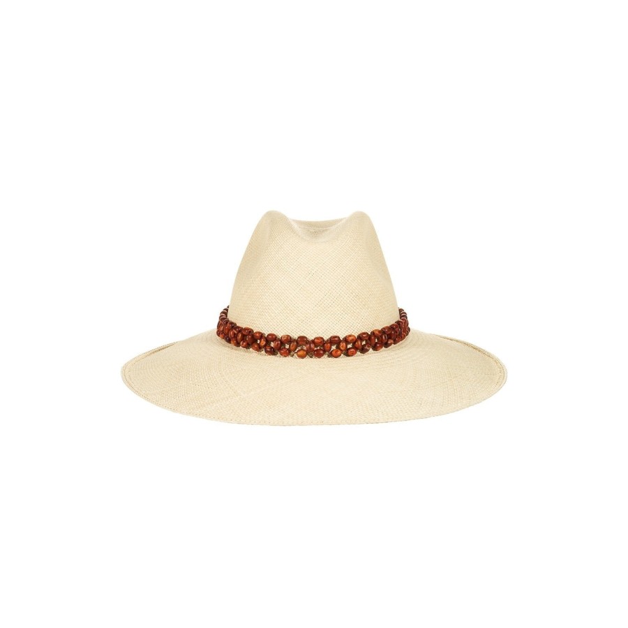 artesano Peoni - Wide Brim Panama Tagua Bead Straw Hat | Artesano Wholesale