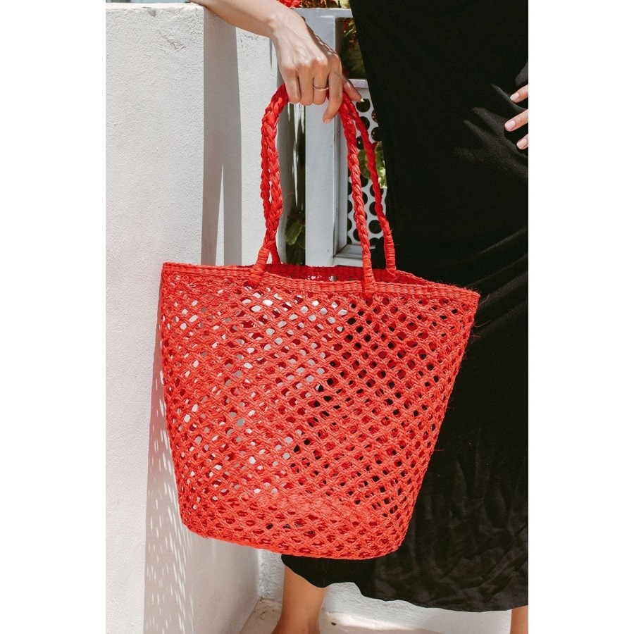 artesano Artesano | Cristi - Straw Tote Bag Scarlet Clearance