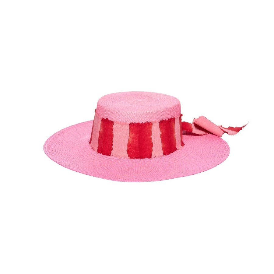 artesano Sendai - Wide Brim Panama Straw Hand Dyed Hat | Artesano Pale Magenta Wholesale