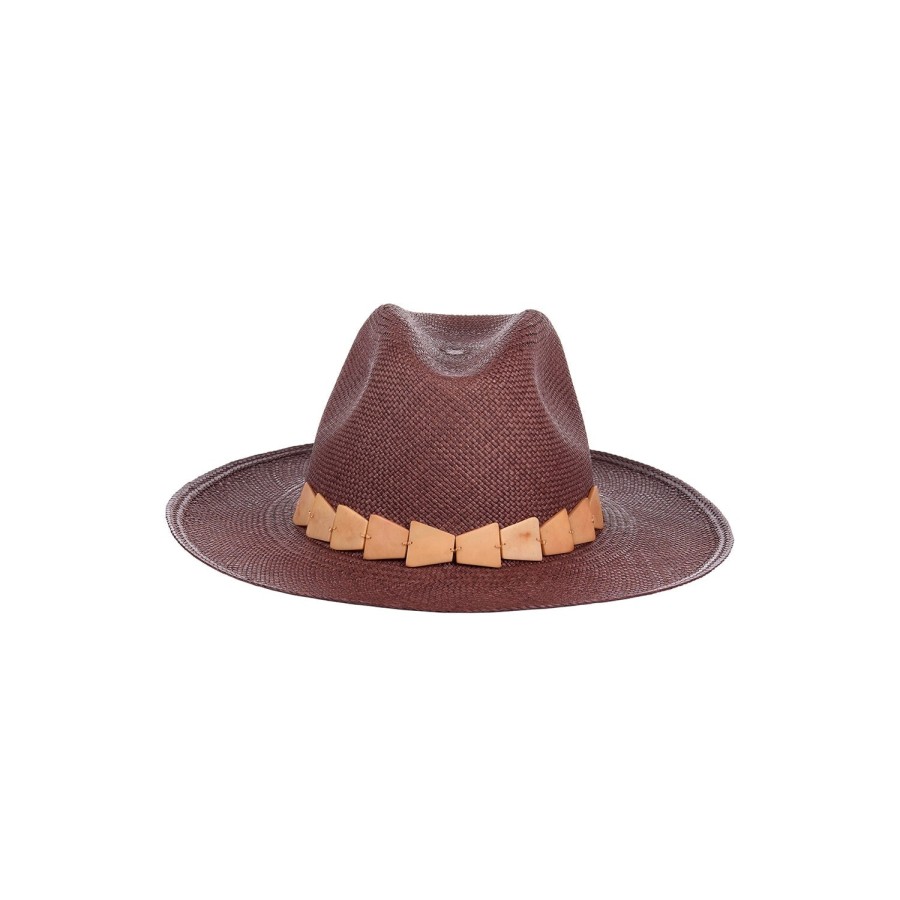 artesano Mie - Straw Hat Tagua Beads | Artesano Brown Hot