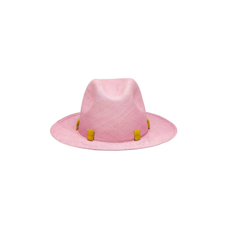 artesano Sedona - Pink Tagua Beads Straw Panama Hat | Artesano Wisteria Hot