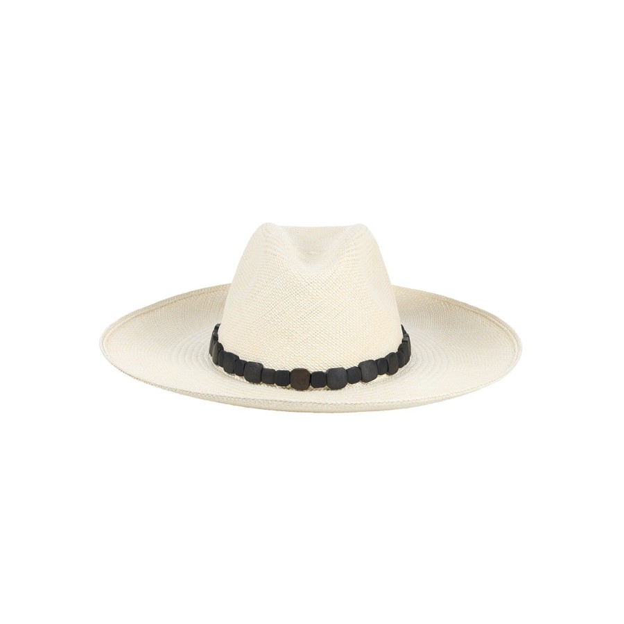 artesano Kikai - Wide Brim Straw Hat Tagua Beads | Artesano Best