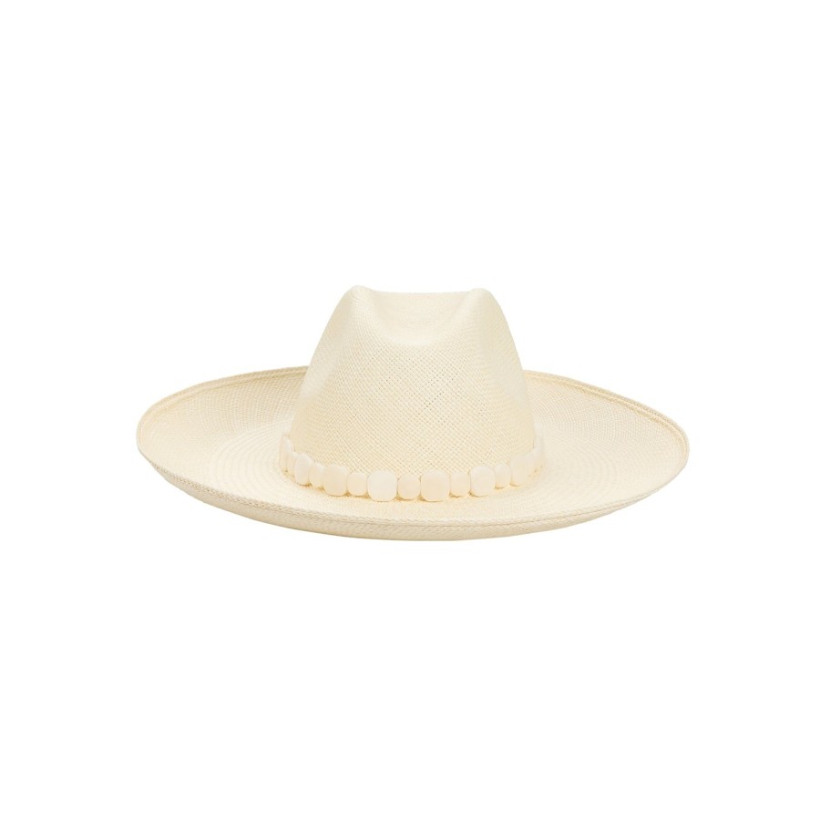 artesano Kikai - Wide Brim Straw Hat Tagua Beads | Artesano Hot