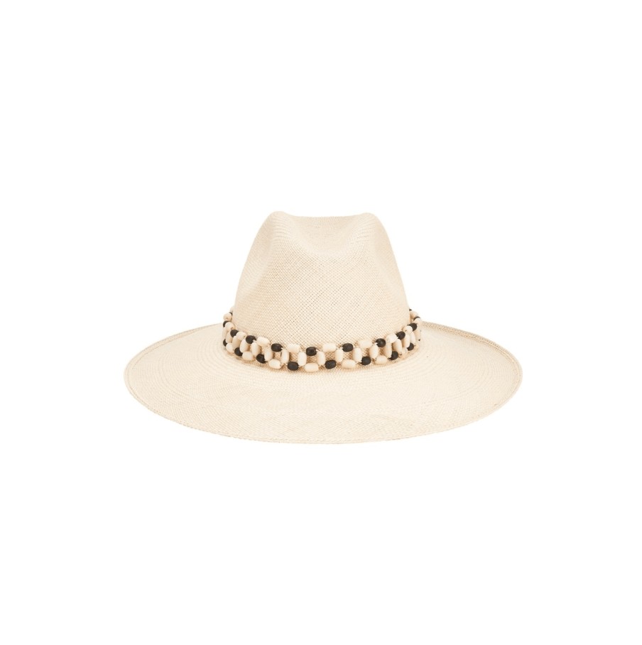 artesano Peoni - Wide Brim Panama Tagua Bead Straw Hat | Artesano Clearance