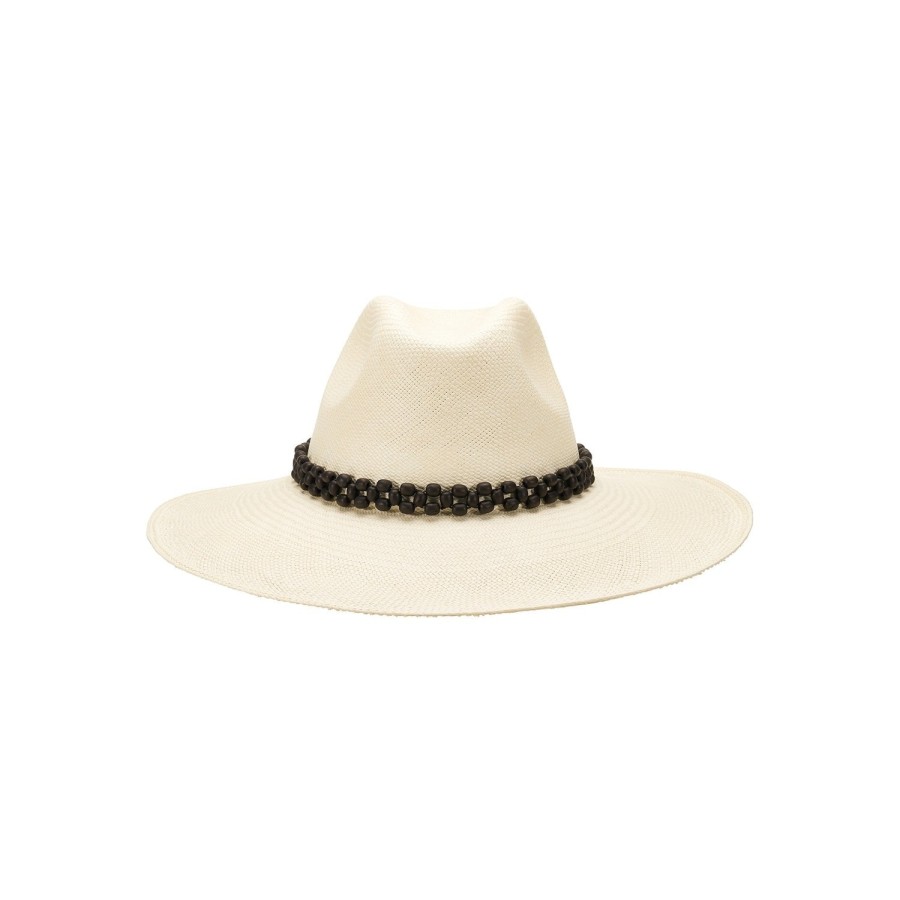 artesano Peoni - Wide Brim Panama Tagua Bead Straw Hat | Artesano Clearance