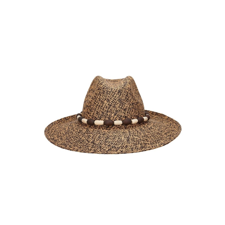 artesano Ambato - Tagua Bead Panama Straw Hat | Artesano Cinnamon/Black Hot