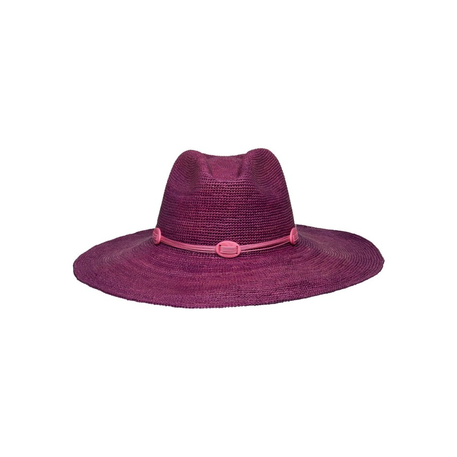 artesano Munana - Wide Brim Tagua Bead Packable Panama Hat | Artesano Dark Orchid Best