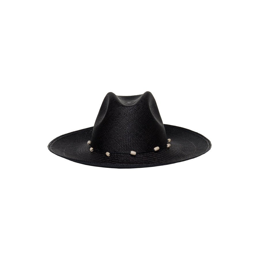 artesano Kuna - Clasico Wide Brim Tagua Bead Panama Hat | Artesano Black Hot