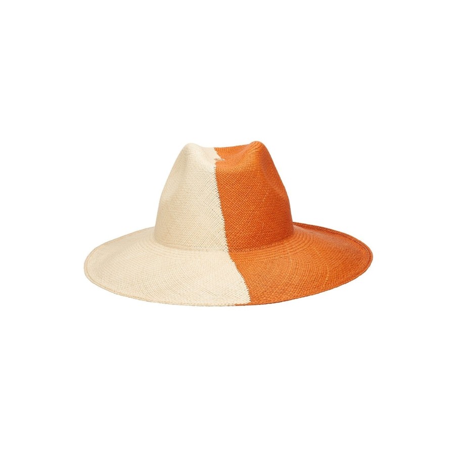 artesano Urus Wide Brim - Toquilla Straw Two Tone Panama Hat | Artesano Natural/Terracota Wholesale