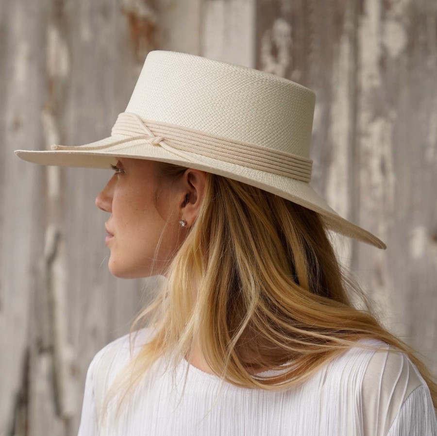 artesano Torino - Panama Toquilla Straw Boater Straw Hat | Artesano White Best