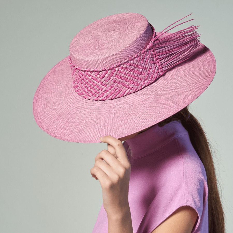 artesano Caracara - Panama Straw Boater Hat | Artesano Wisteria Hot