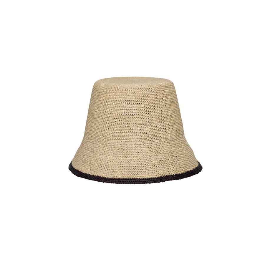 artesano Yana - Crushable Packable Panama Straw Bucket Hat | Artesano Natural/Black Clearance