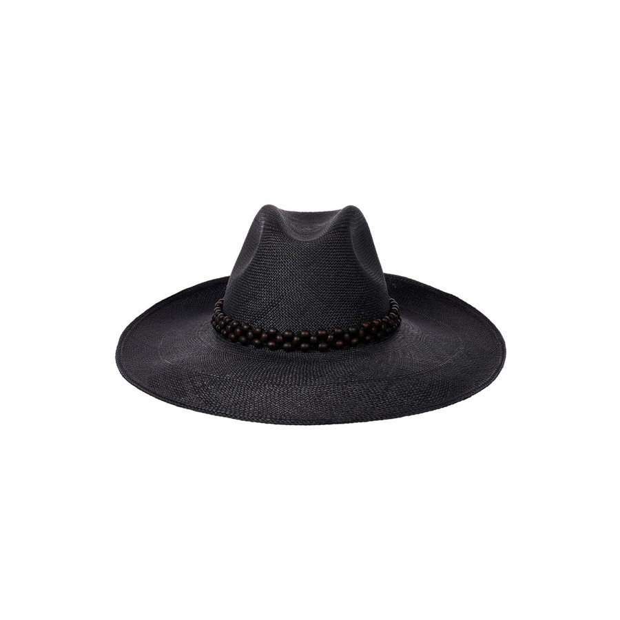 artesano Peoni - Wide Brim Panama Tagua Bead Straw Hat | Artesano Online