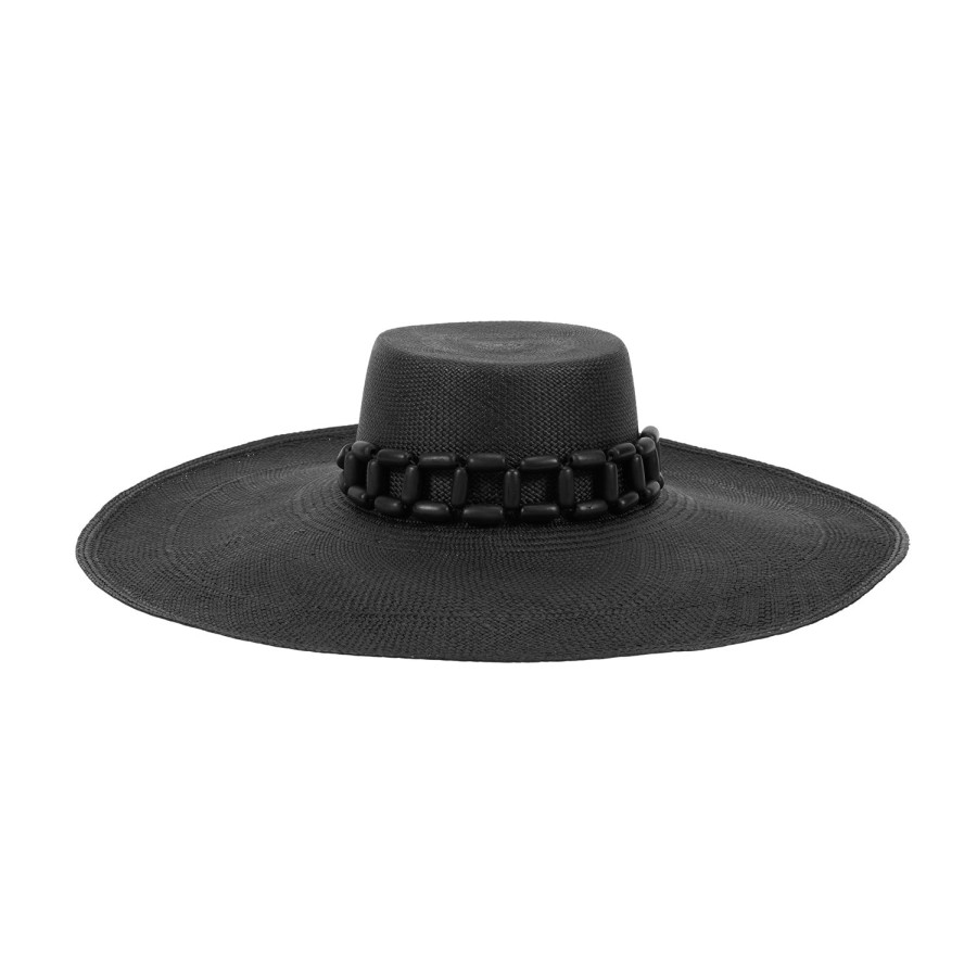 artesano Ayabe - Extra Wide Brim Resort Straw Hat Tagua Beads | Artesano New