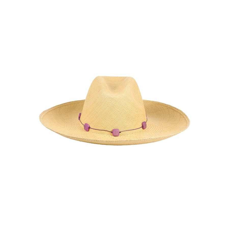 artesano Sakai - Wide Brim Straw Hat Tagua Beads | Artesano New