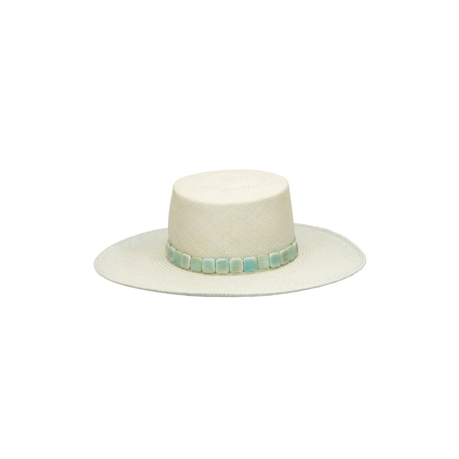 artesano Exuma - Panama Straw Boater Hat Tagua Beads | Artesano Ice Hot