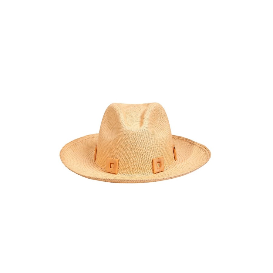 artesano Mohave - Pink Tagua Beads Straw Panama Hat | Artesano Cinnamon Wholesale