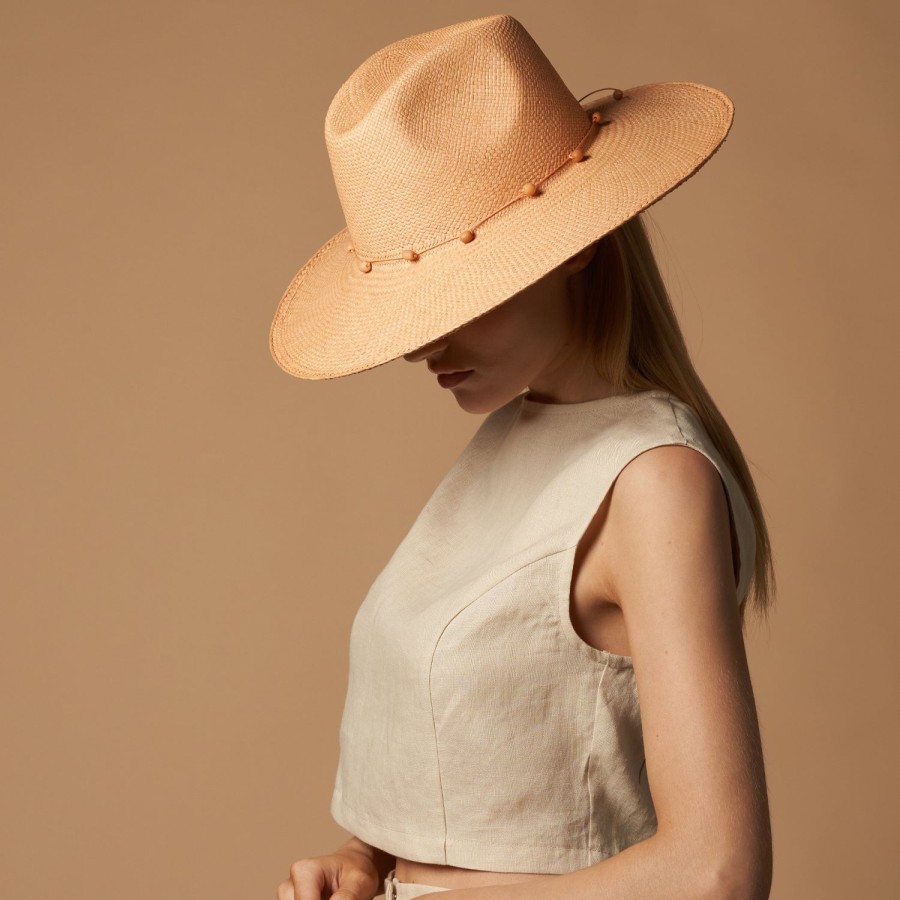 artesano Raymi - Wide Brim Tagua Bead Panama Hat | Artesano Nude Clearance