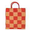 artesano Ponza - Large Straw Checkered Tote | Artesano Tomato Red/Ginger Wholesale