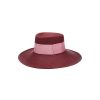 artesano Mandarin - Sale Panama Straw Boater Hat | Artesano Burgundy/Pink Wholesale