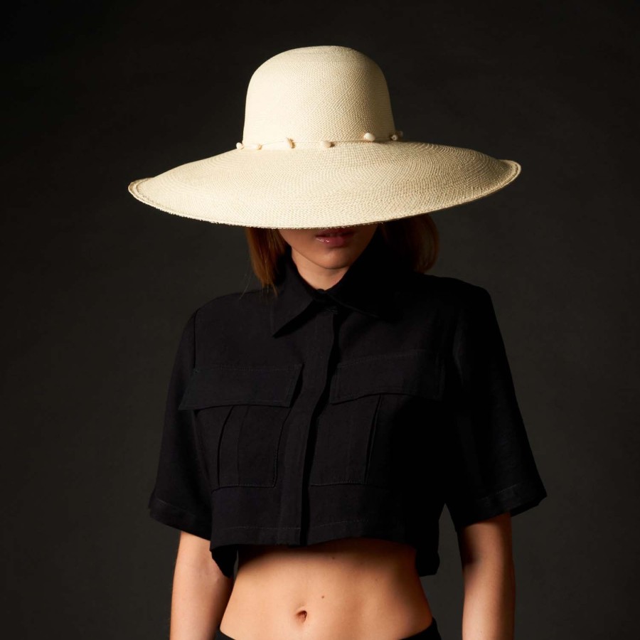 artesano Pintu - Extra Wide Brim Tagua Bead Panama Hat | Artesano Natural Clearance