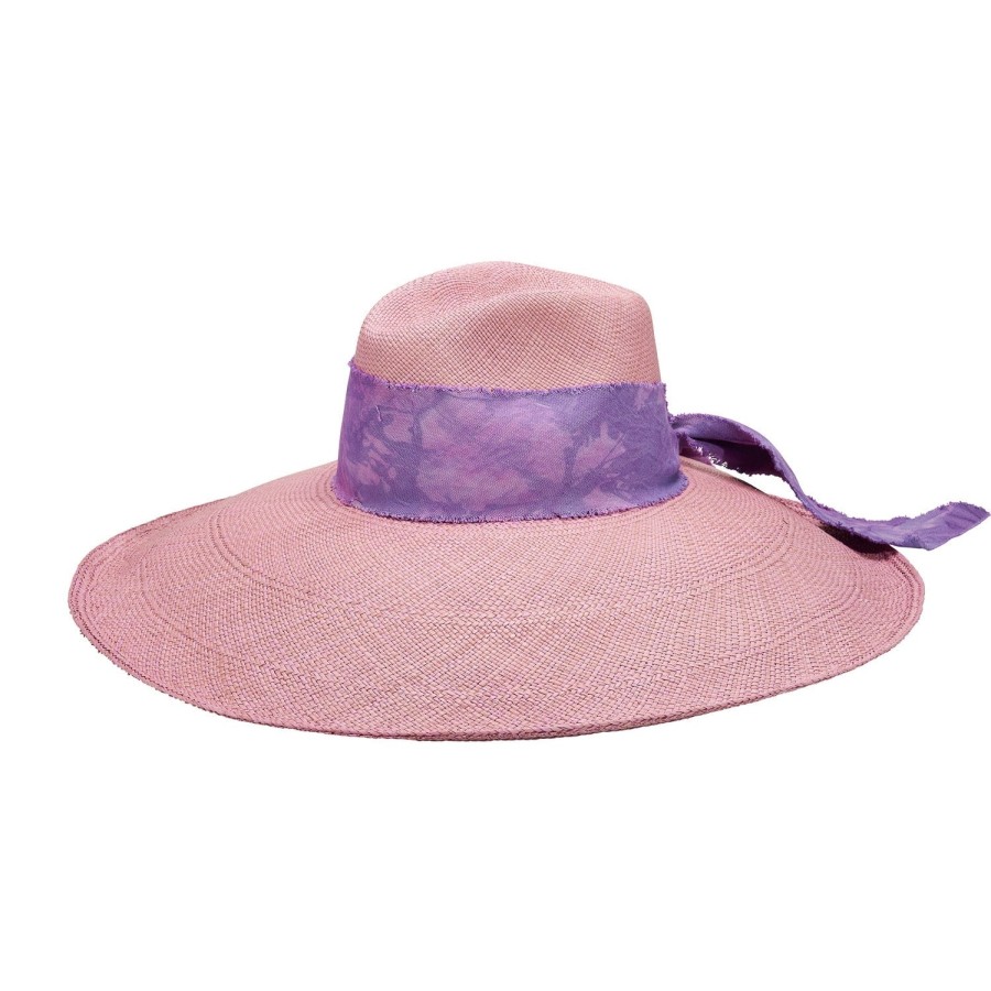 artesano Siena - Extra Wide Brim Tie Dye Custom Initials Panama Straw Hat | Artesano Wisteria Best