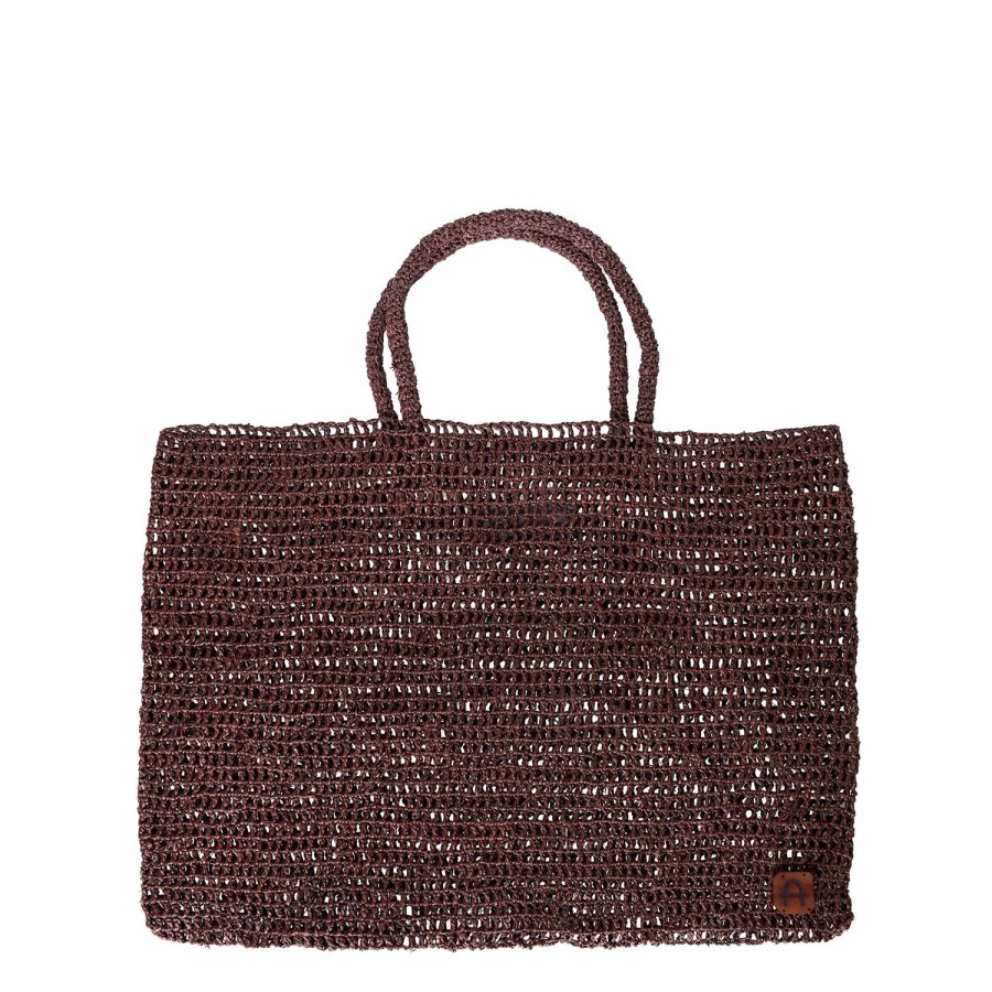 artesano Melides Tote - Spring - Toquilla Straw Bag | Artesano Dark Chocolate Wholesale