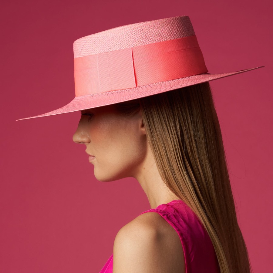 artesano Yaku - Wide Brim Boater Panama Hat | Artesano Candy Pink Best